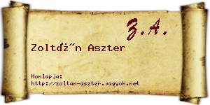 Zoltán Aszter névjegykártya